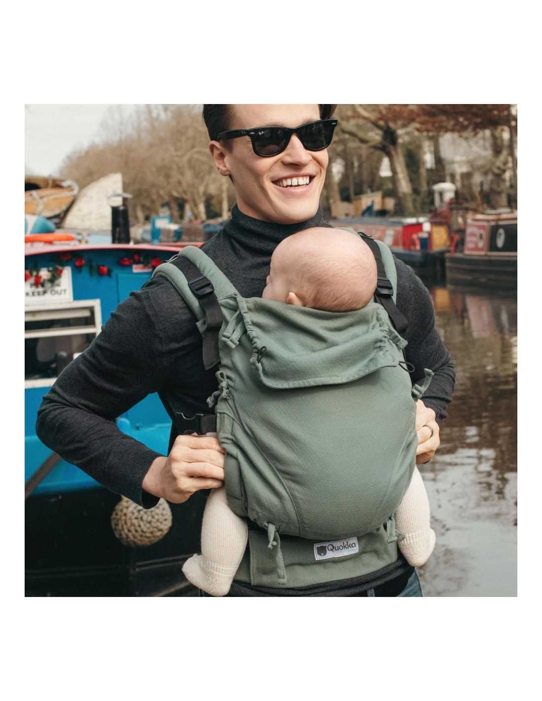 Kangura portabebés Mochila Evolutiva Portabebés Quokkababy E-Carrier Green Diamond
